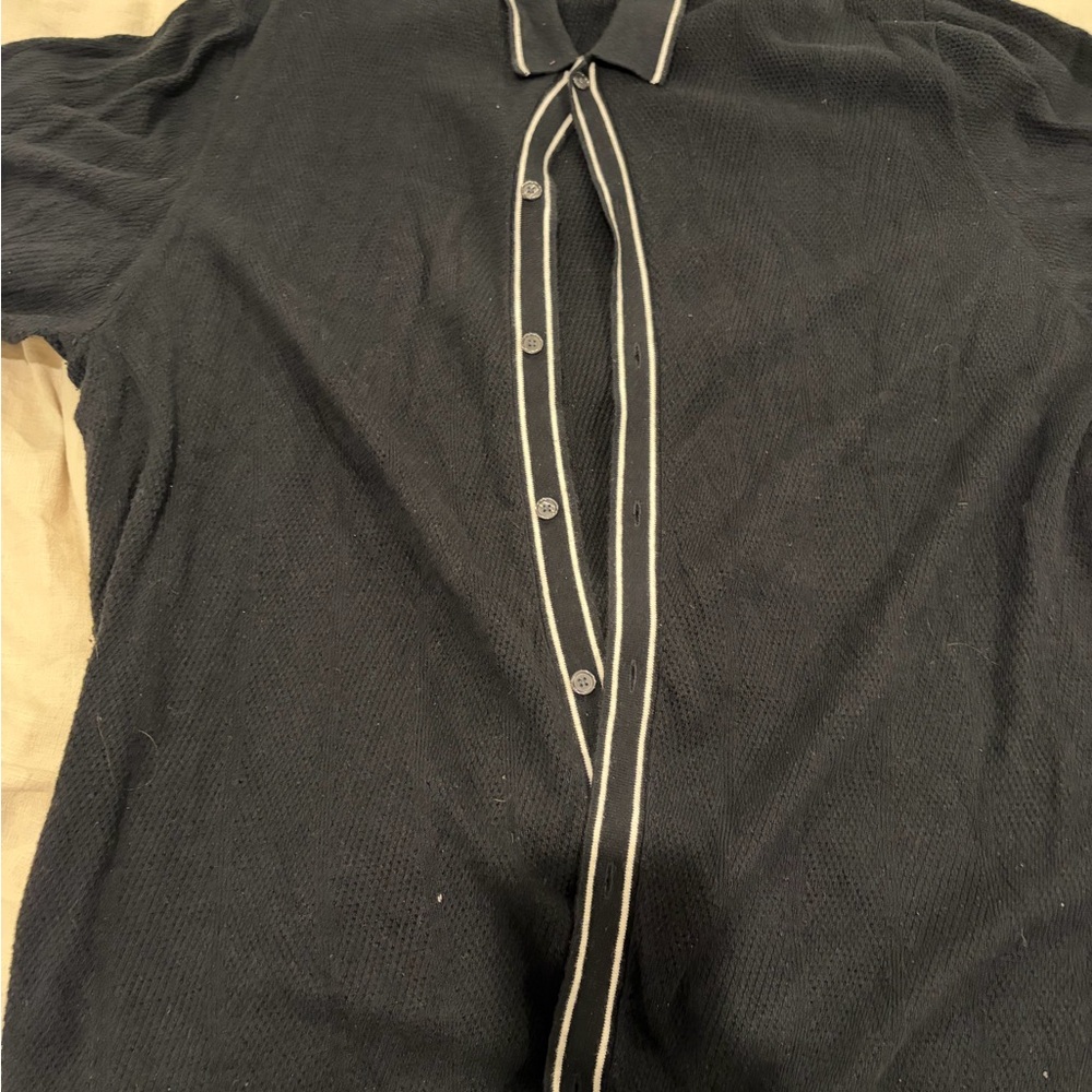 Abercrombie & Fitch Black Button Down Shirt with White Trim